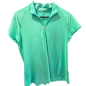 Nike Golf Dri-Fit Women's Blue Short Sleeve 1/4 Zip Activewear Shirt Size M